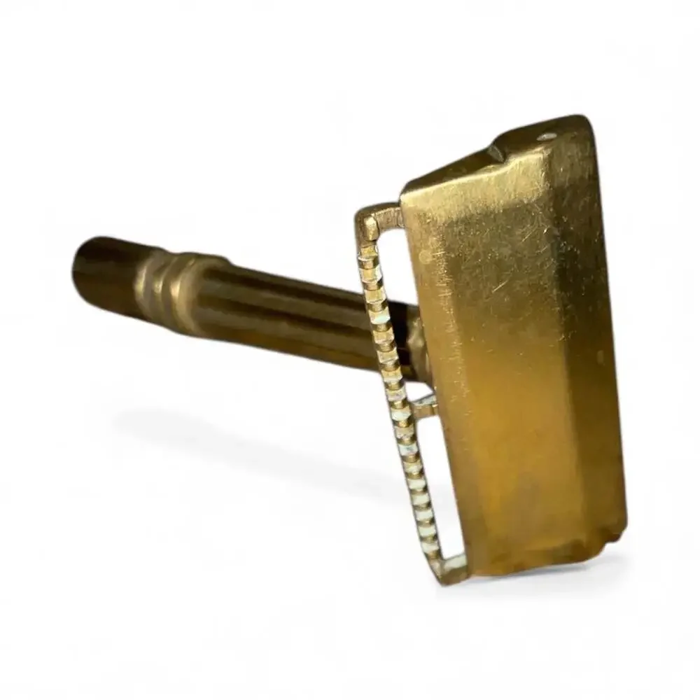 Vintage GEM Micromatic Gold Tone Single Edge Safety Razor